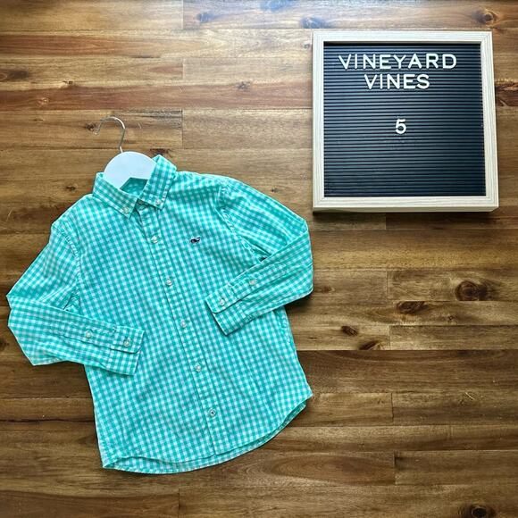 Vineyard Vines Green Gingham Long Sleeve Button Down Shirt Classic Preppy 5 - Picture 1 of 7